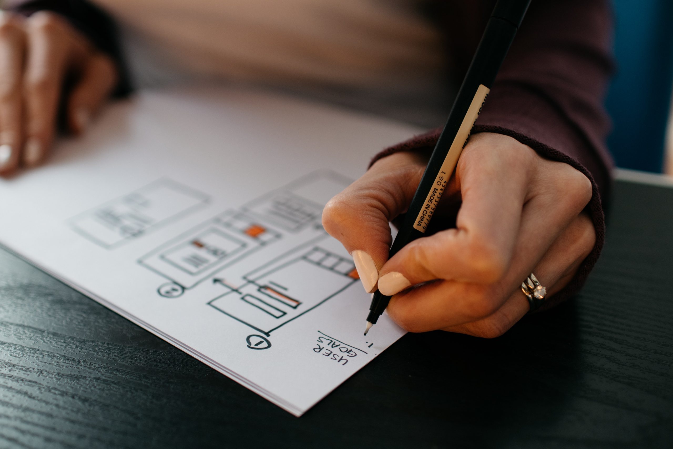 drawing out a plan for a web design